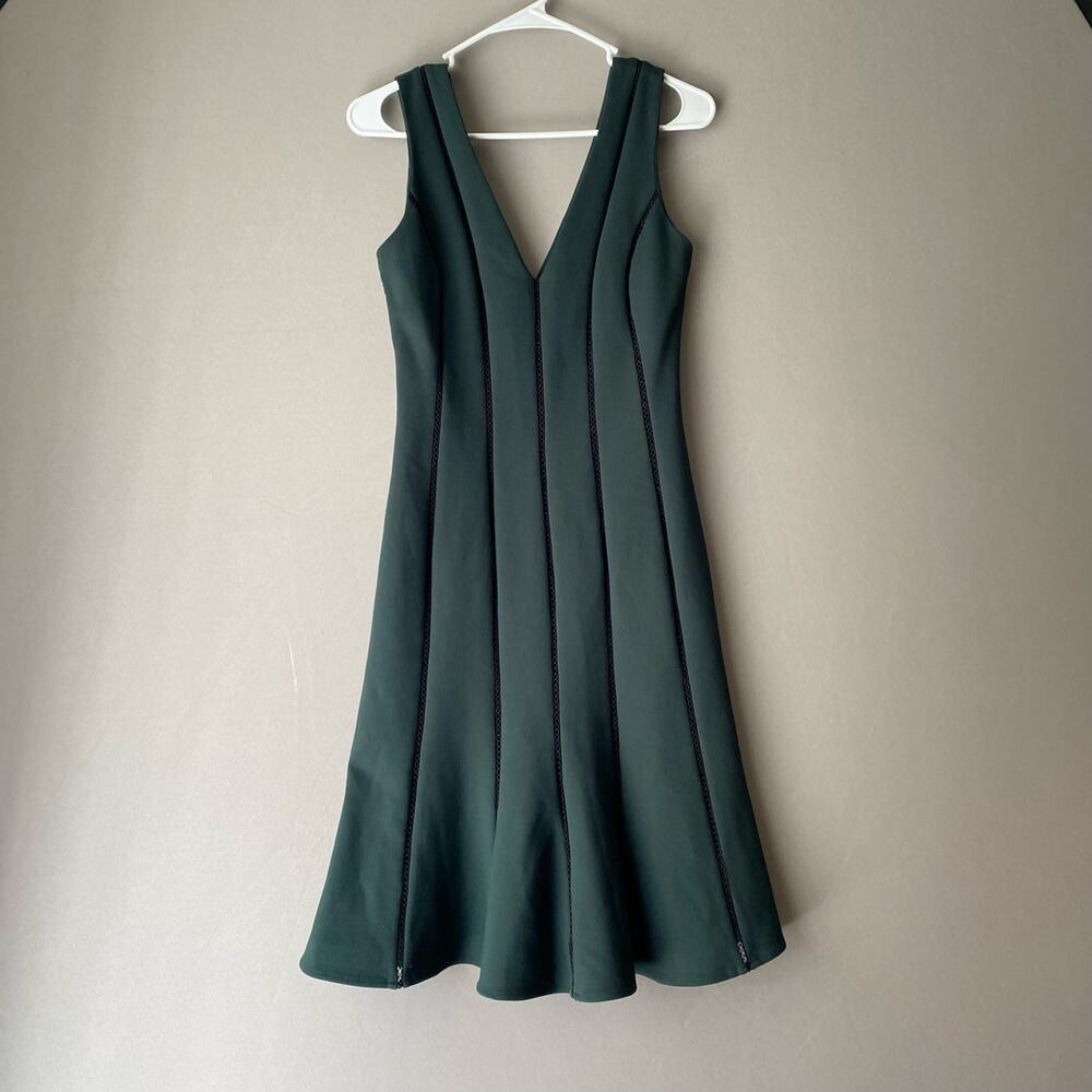 Adelyn Rae Office Siren Academia V-Neck Fit & Flare Dress S Green